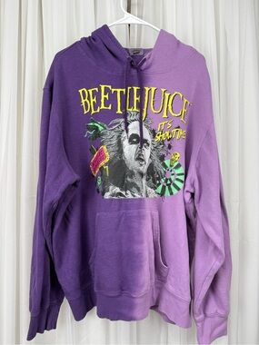 Beetlejuice XL Purple Split Dye Hoodie Movie Graphic Sweatshirt